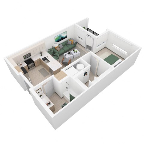 Floor plan for studio, 1 bath, 584 sqft